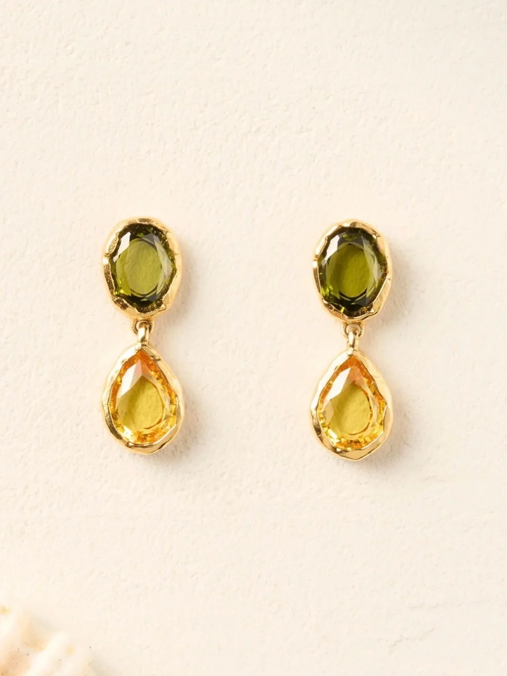 NWT Pedra Earrings | Jewelry Gold Made in Paris Green Yellow Earrings